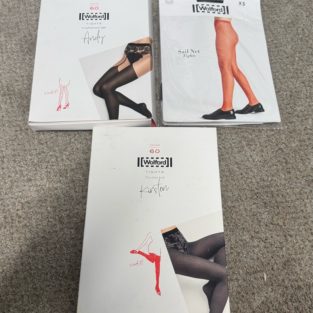 Wolford Denier 60 Tights in Black and Red